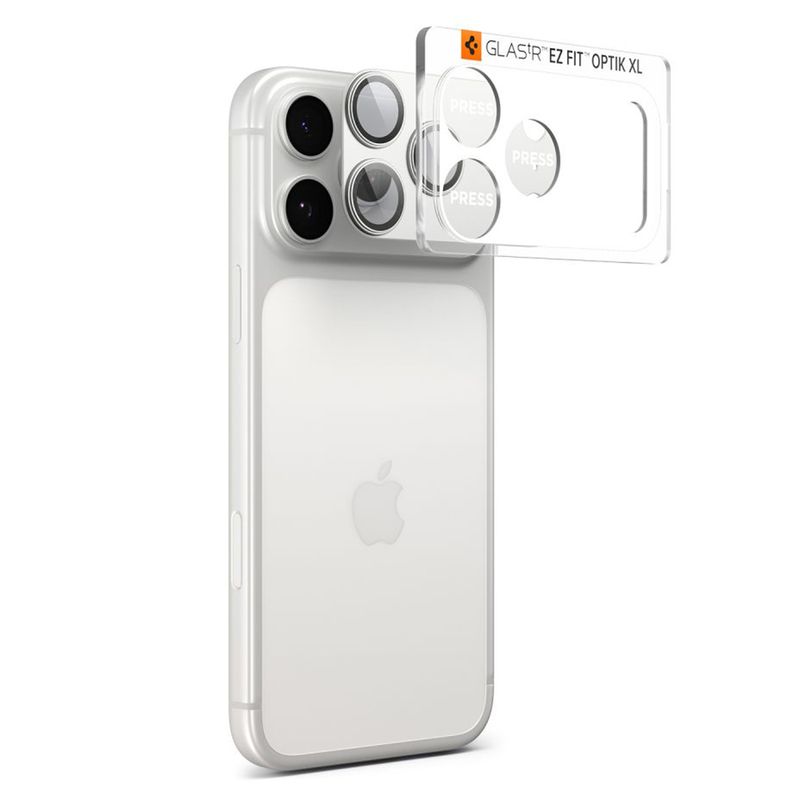 Laptop, Telefoane si Tablete - Telefoane mobile si accesorii - Accesorii Telefoane - Folii protectie telefoane - Folie Camera pentru iPhone 17 Pro - Spigen Glas.tR Optik EZ Fit Pro XL (AGL10647) - Silver - Infinity.ro