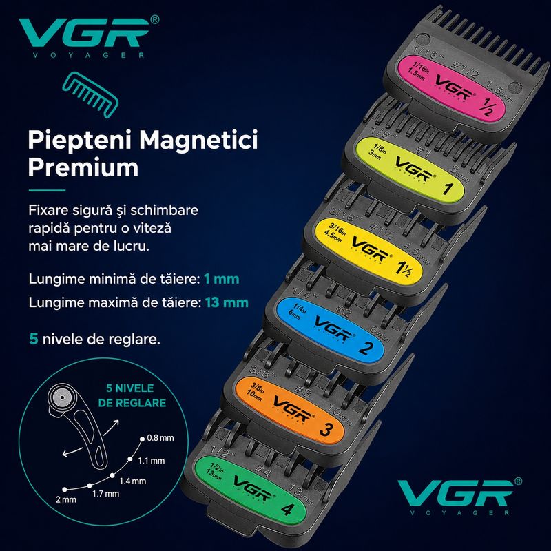 Ingrijire personala si Cosmetice - Aparate & accesorii ingrijire personala - Aparate de ras si tuns - Aparate de tuns - Aparat de tuns Profesional VGR V-889C, Motor 9000 RPM, Lame Ceramice, Ecran LED, Autonomie 180 Minute - Infinity.ro