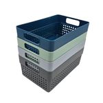 Casa si Gradina - Mobilier - Organizare si depozitare - Cutii depozitare - Cos depozitare plastic perforat 23x15x10 cm Storage Solutions, cu manere, Gri inchis - Infinity.ro