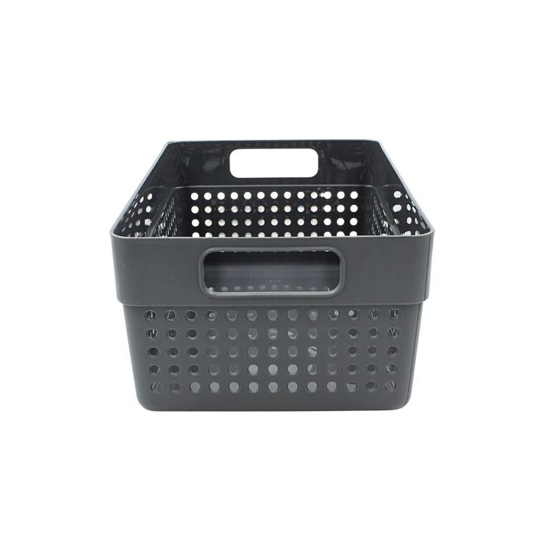 Casa si Gradina - Mobilier - Organizare si depozitare - Cutii depozitare - Cos depozitare plastic perforat 23x15x10 cm Storage Solutions, cu manere, Gri inchis - Infinity.ro