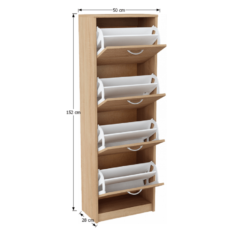 Casa si Gradina - Mobilier - Dulapuri si sifoniere - Dulapuri pantofi - Pantofar 4 compartimente, stejar sonoma/alb, VIVAT NEW TYP 3 - Infinity.ro