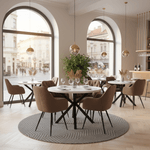 Casa si Gradina - Mobilier - Mese si birouri - Mese bucatarie si dining - Masa de sufragerie, alb mat/ negru, diametru 120 cm, MEDOR - Infinity.ro