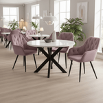 Casa si Gradina - Mobilier - Mese si birouri - Mese bucatarie si dining - Masa de sufragerie, alb mat/ negru, diametru 120 cm, MEDOR - Infinity.ro