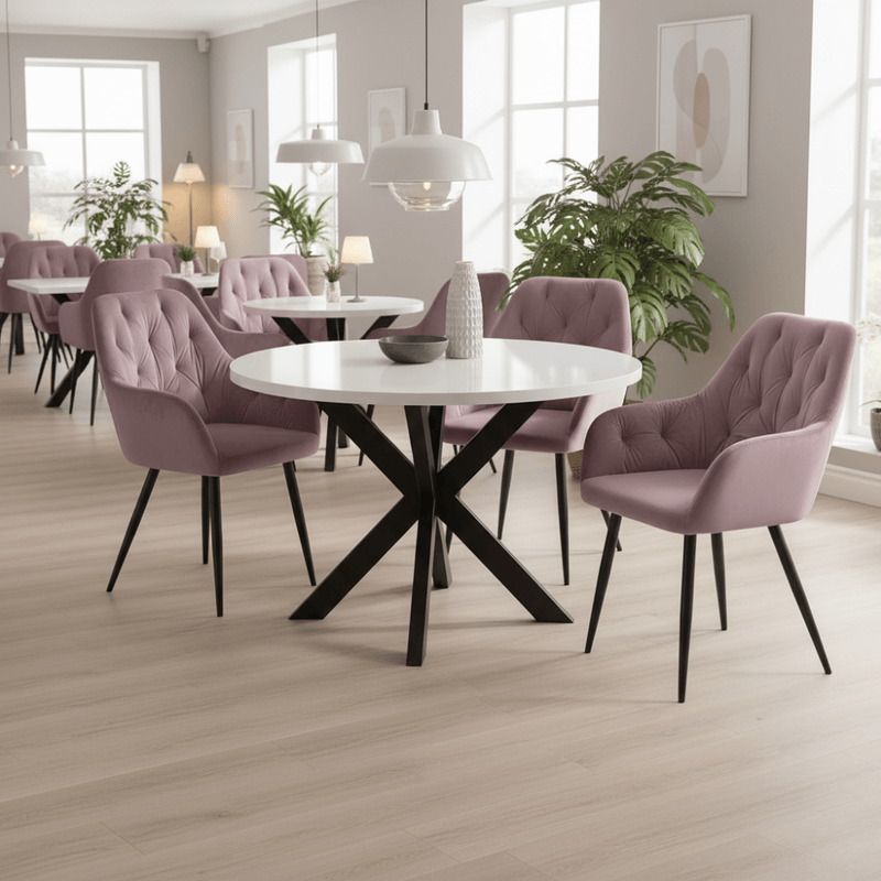 Casa si Gradina - Mobilier - Mese si birouri - Mese bucatarie si dining - Masa de sufragerie, alb mat/ negru, diametru 120 cm, MEDOR - Infinity.ro