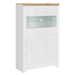 Casa si Gradina - Mobilier - Comode si corpuri - Corpuri bucatarie - Vitrina 2D2W, alb lucios/ stejar wotan, VILGO - Infinity.ro