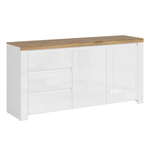 Casa si Gradina - Mobilier - Comode si corpuri - Comode - Comoda 2D3S, alb lucios/ stejar wotan, VILGO - Infinity.ro