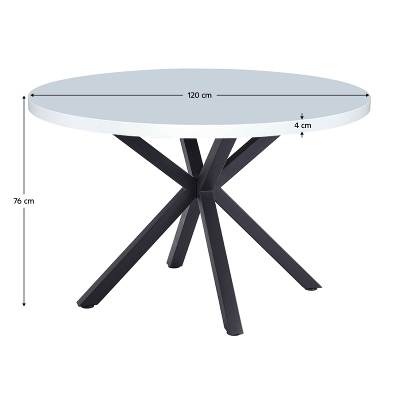 Casa si Gradina - Mobilier - Mese si birouri - Mese bucatarie si dining - Masa de sufragerie, alb mat/ negru, diametru 120 cm, MEDOR - Infinity.ro