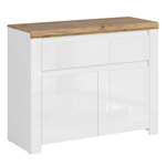 Casa si Gradina - Mobilier - Comode si corpuri - Comode - Comoda 2D1S, alb lucios/ stejar wotan, VILGO - Infinity.ro