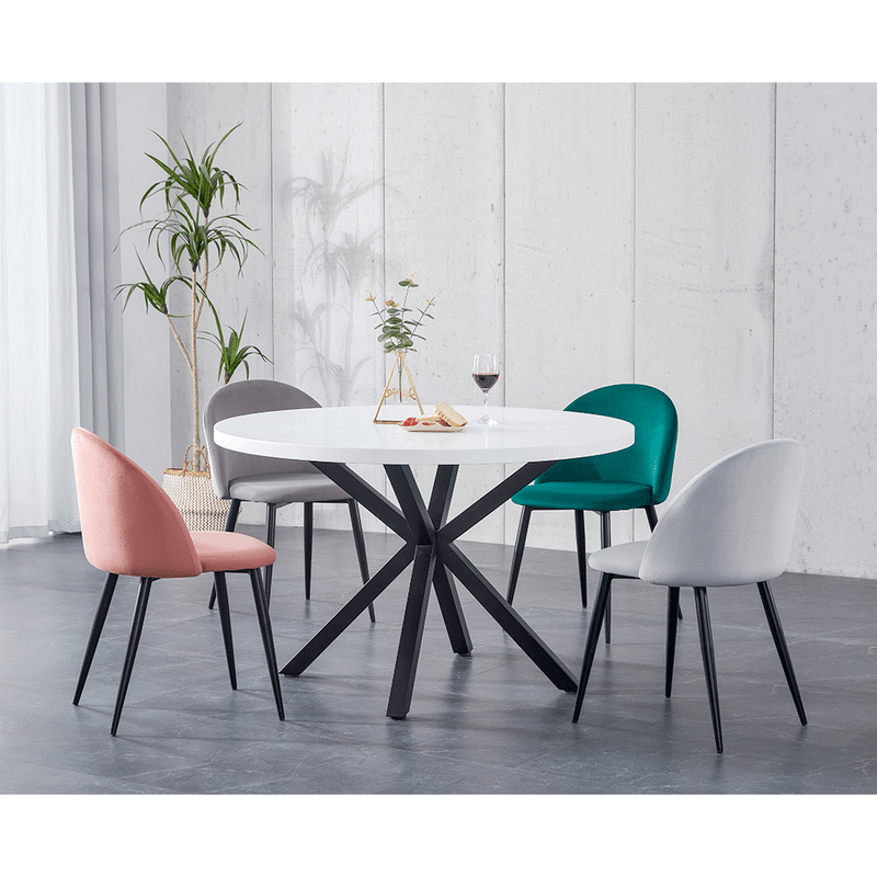 Casa si Gradina - Mobilier - Mese si birouri - Mese bucatarie si dining - Masa de sufragerie, alb mat/ negru, diametru 120 cm, MEDOR - Infinity.ro