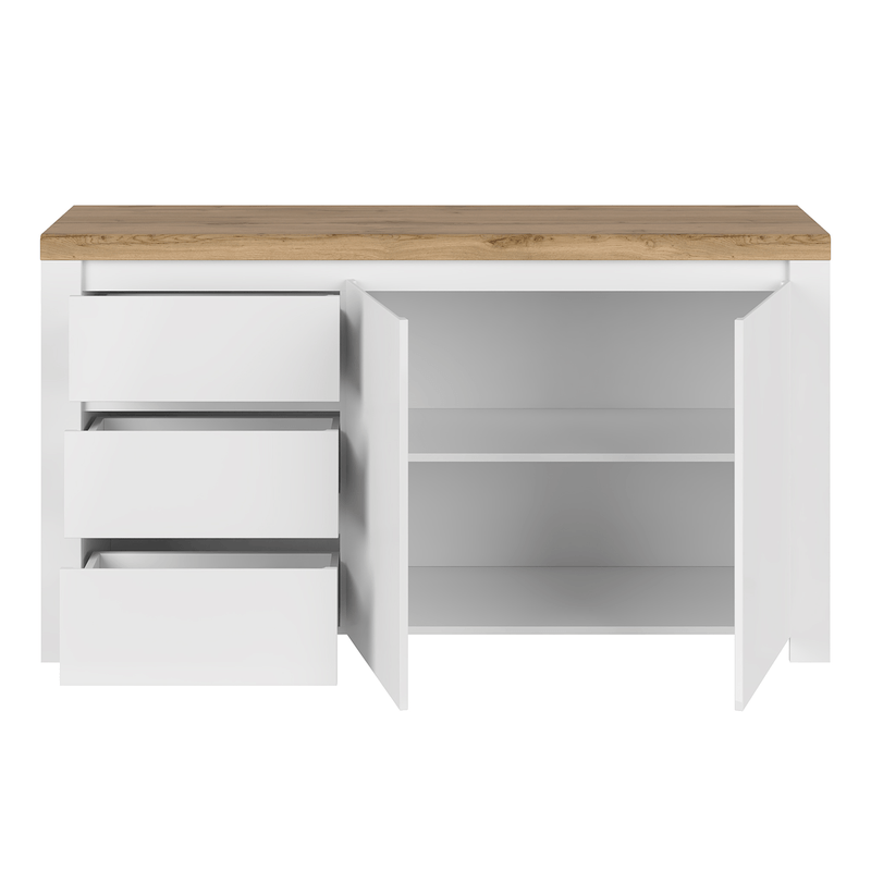 Casa si Gradina - Mobilier - Comode si corpuri - Comode - Comoda 2D3S, alb lucios/ stejar wotan, VILGO - Infinity.ro