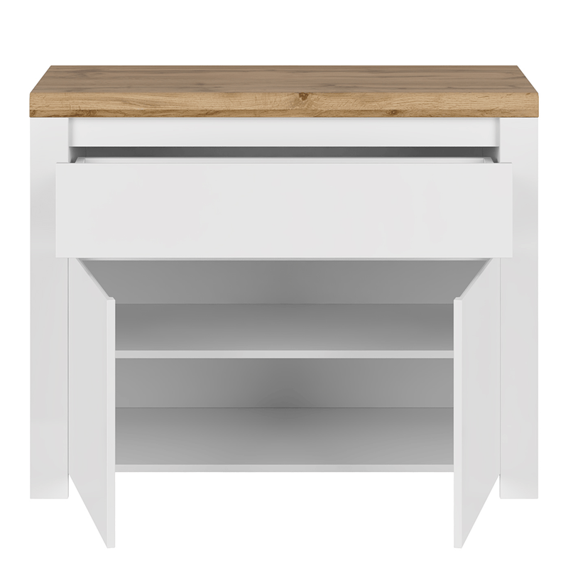 Casa si Gradina - Mobilier - Comode si corpuri - Comode - Comoda 2D1S, alb lucios/ stejar wotan, VILGO - Infinity.ro