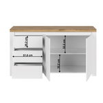 Casa si Gradina - Mobilier - Comode si corpuri - Comode - Comoda 2D3S, alb lucios/ stejar wotan, VILGO - Infinity.ro