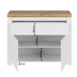 Casa si Gradina - Mobilier - Comode si corpuri - Comode - Comoda 2D1S, alb lucios/ stejar wotan, VILGO - Infinity.ro