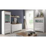 Casa si Gradina - Mobilier - Comode si corpuri - Corpuri bucatarie - Vitrina 2D2W, alb lucios/ stejar wotan, VILGO - Infinity.ro