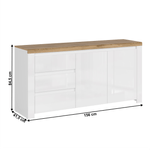 Casa si Gradina - Mobilier - Comode si corpuri - Comode - Comoda 2D3S, alb lucios/ stejar wotan, VILGO - Infinity.ro