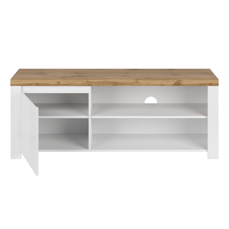 Casa si Gradina - Mobilier - Comode si corpuri - Comode - Masa TV 1D/ 160, alb lucios/ stejar wotan, VILGO - Infinity.ro