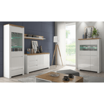 Casa si Gradina - Mobilier - Comode si corpuri - Comode - Comoda 2D3S, alb lucios/ stejar wotan, VILGO - Infinity.ro