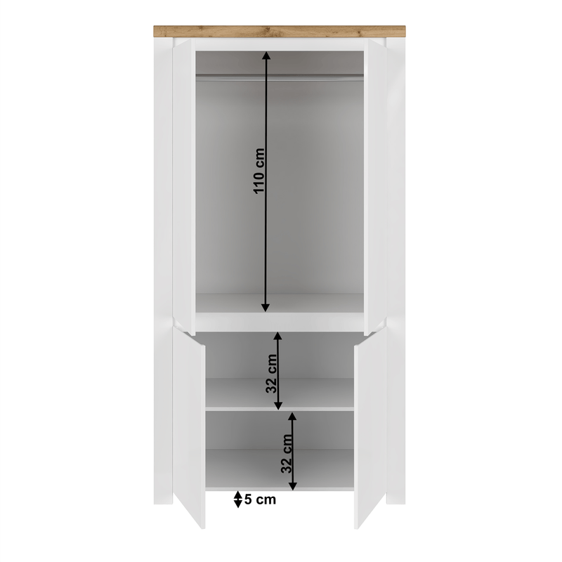 Casa si Gradina - Mobilier - Dulapuri si sifoniere - Dulapuri - Dulap 4D, alb lucios/ stejar wotan, VILGO - Infinity.ro