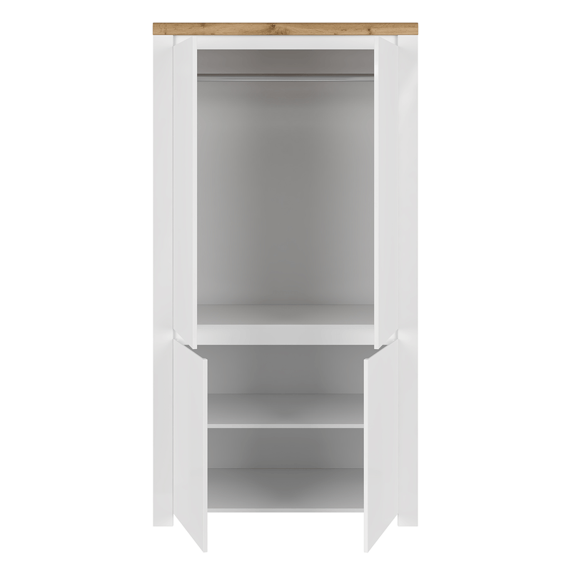 Casa si Gradina - Mobilier - Dulapuri si sifoniere - Dulapuri - Dulap 4D, alb lucios/ stejar wotan, VILGO - Infinity.ro