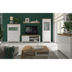 Casa si Gradina - Mobilier - Comode si corpuri - Corpuri bucatarie - Vitrina 1D1W1S, alb lucios/ stejar wotan, VILGO - Infinity.ro