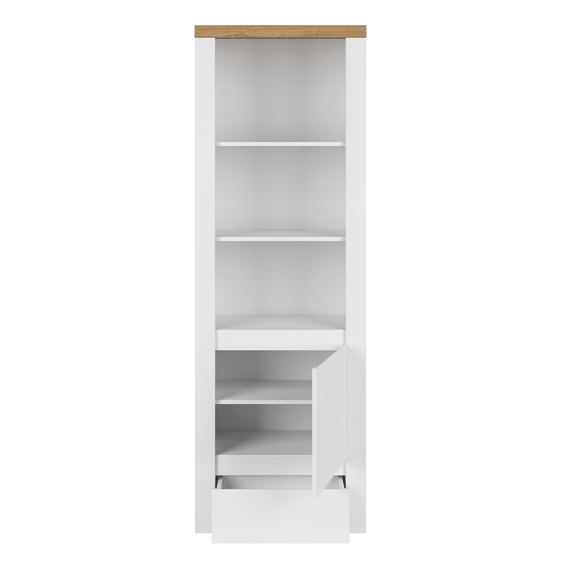 Casa si Gradina - Mobilier - Biblioteci si rafturi - Etajere - Raft 1D1S, alb lucios/ stejar wotan, VILGO - Infinity.ro