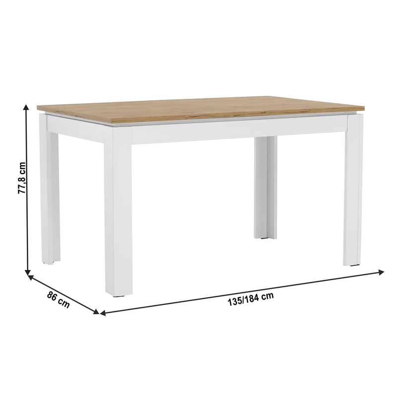 Casa si Gradina - Mobilier - Mese si birouri - Mese bucatarie si dining - Masa plianta, alb/ stejar wotan 135-184x86 cm, VILGO - Infinity.ro
