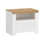 Casa si Gradina - Mobilier - Comode si corpuri - Noptiere - Noptiera 1S, alb lucios/ stejar wotan, VILGO - Infinity.ro