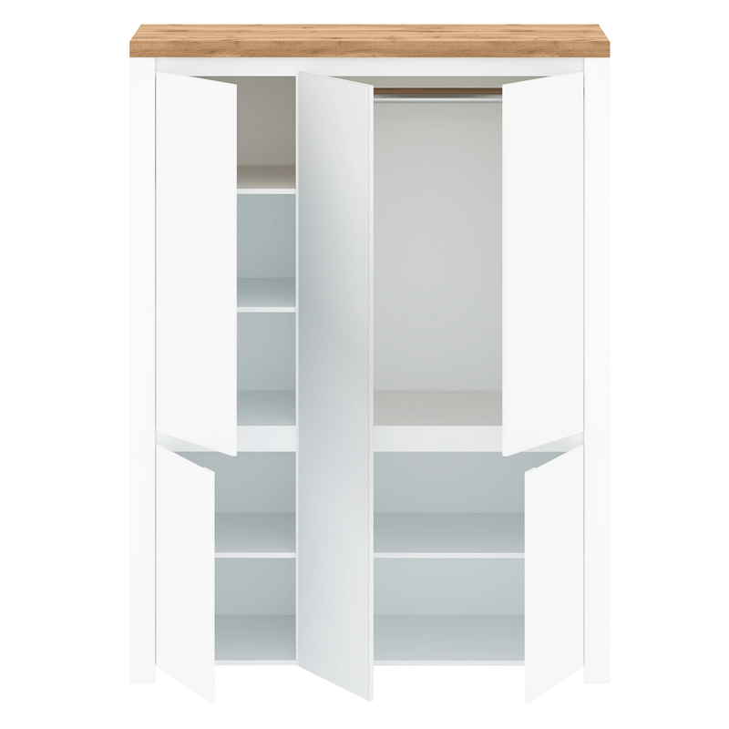 Casa si Gradina - Mobilier - Dulapuri si sifoniere - Dulapuri - Dulap 5D cu oglinda, alb lucios/ stejar wotan, VILGO - Infinity.ro