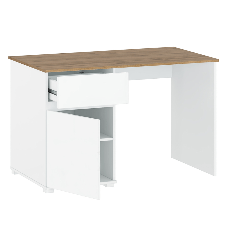 Casa si Gradina - Mobilier - Mese si birouri - Birouri - Masa PC 1D1S/ 120, alb lucios/ stejar wotan, VILGO - Infinity.ro