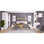 Casa si Gradina - Mobilier - Dulapuri si sifoniere - Dulapuri - Dulap 5D cu oglinda, alb lucios/ stejar wotan, VILGO - Infinity.ro