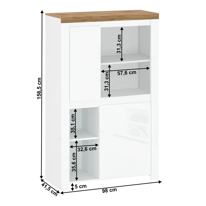 Casa si Gradina - Mobilier - Biblioteci si rafturi - Etajere - Raft 2D, alb lucios/ stejar wotan, VILGO - Infinity.ro