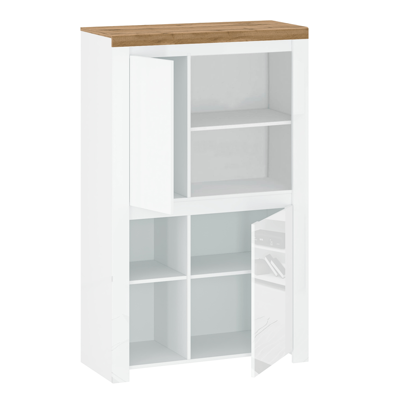 Casa si Gradina - Mobilier - Biblioteci si rafturi - Etajere - Raft 2D, alb lucios/ stejar wotan, VILGO - Infinity.ro