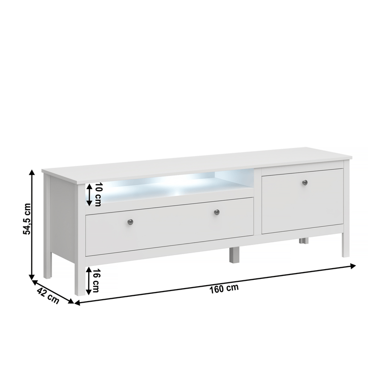Casa si Gradina - Mobilier - Comode si corpuri - Comode - Masa TV 1S1K/160, alba, OLJE - Infinity.ro