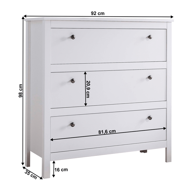 Casa si Gradina - Mobilier - Dulapuri si sifoniere - Dulapuri - Comoda 3S, alb, OLJE - Infinity.ro