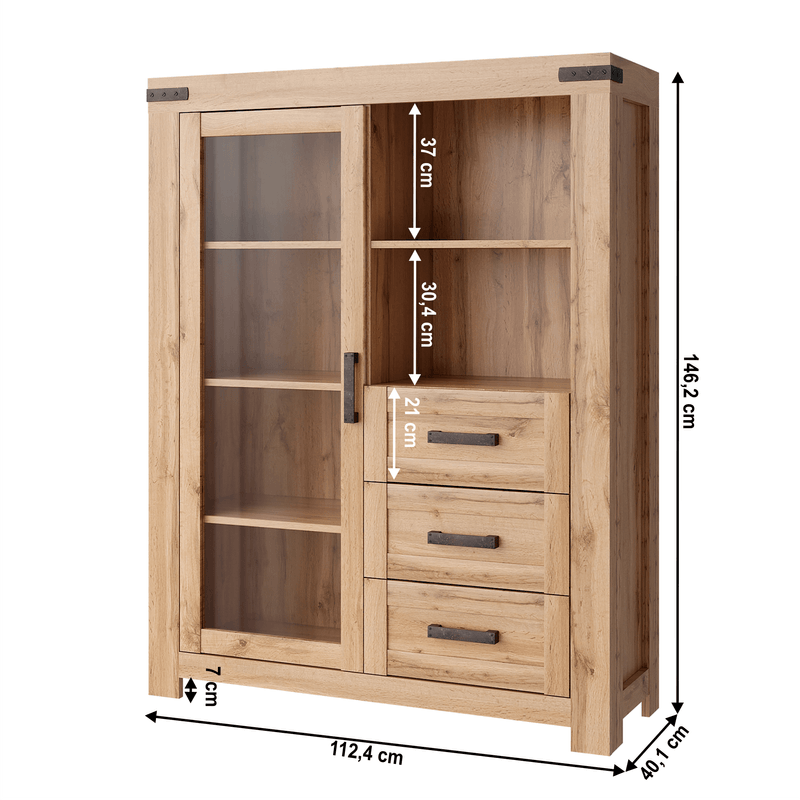 Casa si Gradina - Mobilier - Comode si corpuri - Corpuri bucatarie - Vitrina 1W3S, stejar wotan, MORATIZ - Infinity.ro
