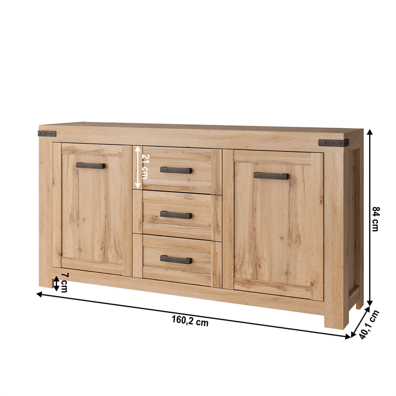 Casa si Gradina - Mobilier - Comode si corpuri - Comode - Comoda 2D3S, stejar wotan, MORATIZ - Infinity.ro