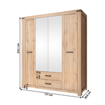 Casa si Gradina - Mobilier - Dulapuri si sifoniere - Dulapuri - Dulap 4D2S cu oglinda, stejar wotan, MORATIZ - Infinity.ro