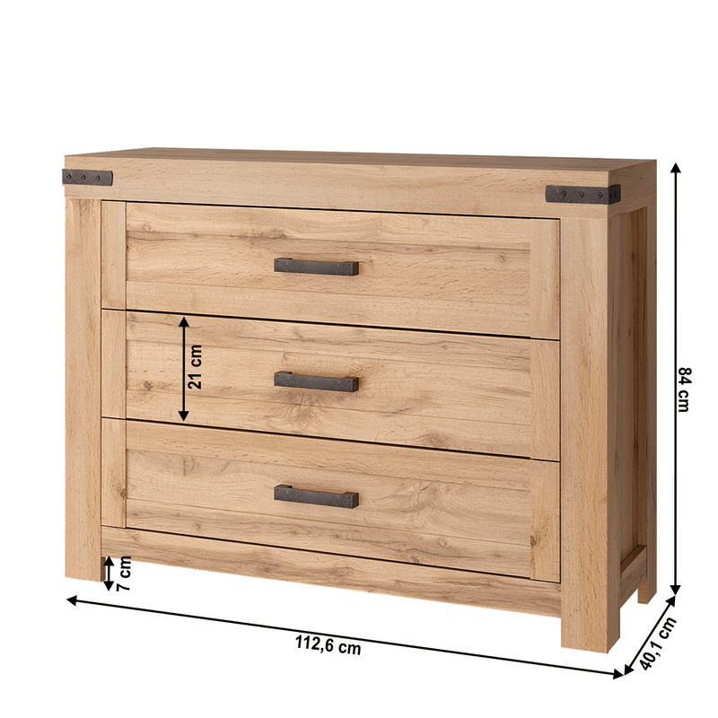 Casa si Gradina - Mobilier - Comode si corpuri - Comode - Comoda 3S, stejar wotan, MORATIZ - Infinity.ro