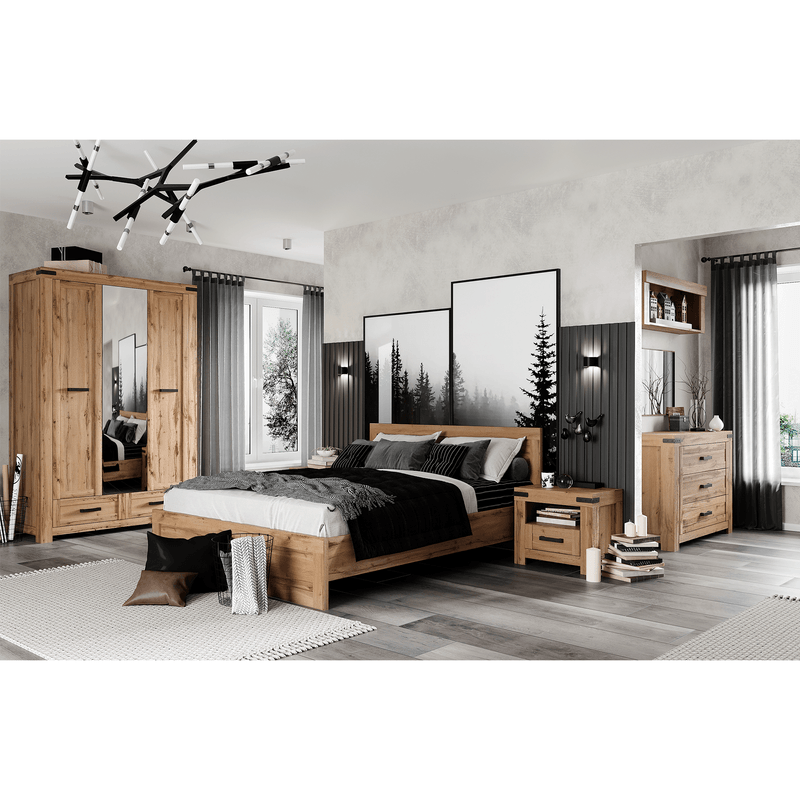 Casa si Gradina - Mobilier - Paturi si accesorii - Paturi - Pat matrimonial, 180x200, stejar wotan, MORATIZ - Infinity.ro