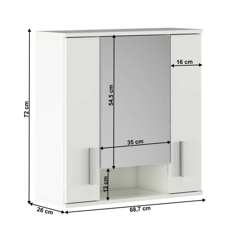 Casa si Gradina - Mobilier - Mobilier baie - Comode baie - Dulap suspendat cu oglinda, alb mat, LESSY NEW 01 - Infinity.ro