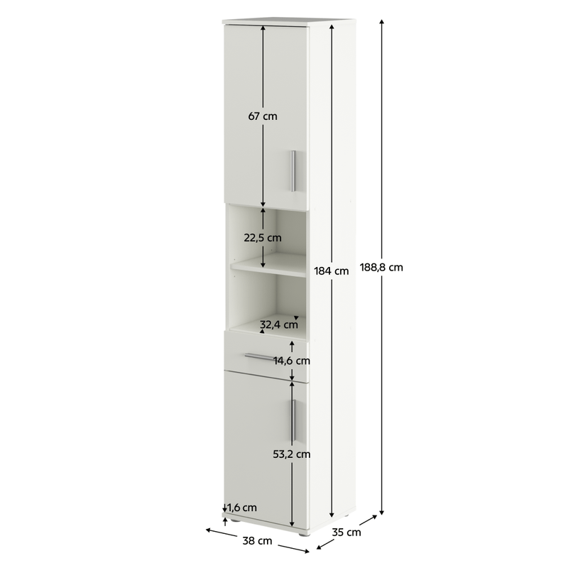 Casa si Gradina - Mobilier - Mobilier baie - Comode baie - Dulap inalt, alb mat, LESSY NEW 05 - Infinity.ro