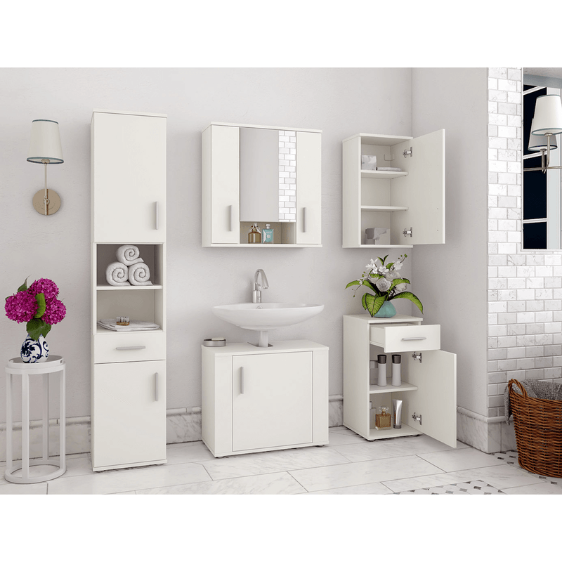 Casa si Gradina - Mobilier - Mobilier baie - Comode baie - Dulap inalt, alb mat, LESSY NEW 05 - Infinity.ro