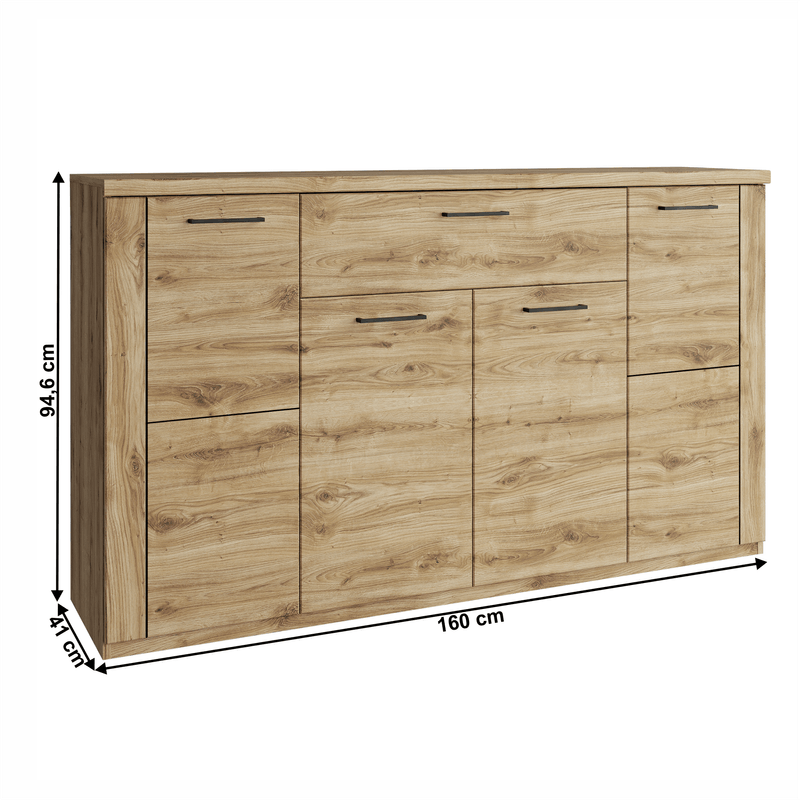 Casa si Gradina - Mobilier - Comode si corpuri - Comode - Comoda 4D1S, stejar navarra, DORSI - Infinity.ro