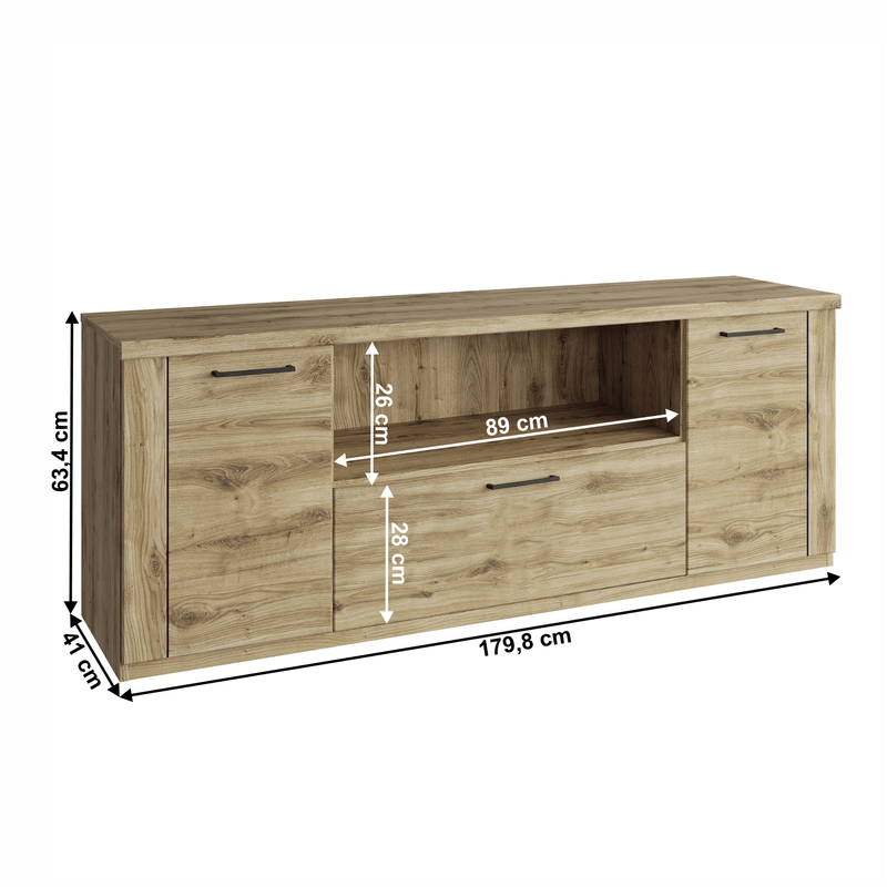 Casa si Gradina - Mobilier - Comode si corpuri - Comode - Comoda TV 2D1S/180, stejar navarra, DORSI - Infinity.ro