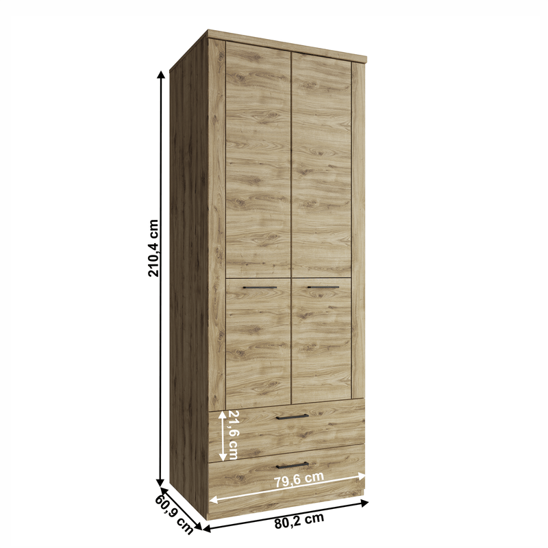 Casa si Gradina - Mobilier - Dulapuri si sifoniere - Dulapuri - Dulap 2D2S, stejar navarra, DORSI - Infinity.ro
