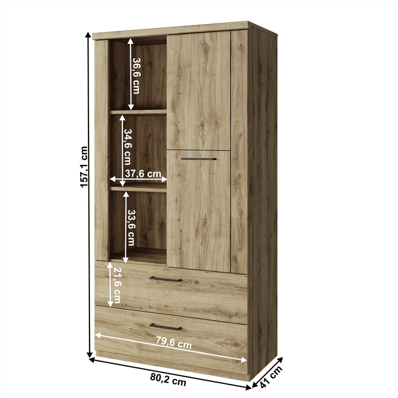 Casa si Gradina - Mobilier - Biblioteci si rafturi - Etajere - Raft deschis 1D2S, stejar navarra, DORSI - Infinity.ro