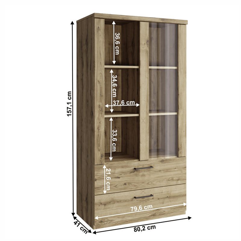 Casa si Gradina - Mobilier - Comode si corpuri - Corpuri bucatarie - Vitrina joasa 1W2S, stejar navarra, DORSI - Infinity.ro