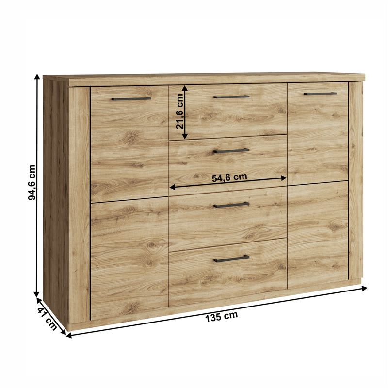 Casa si Gradina - Mobilier - Comode si corpuri - Comode - Comoda 2D4S, stejar navarra, DORSI - Infinity.ro