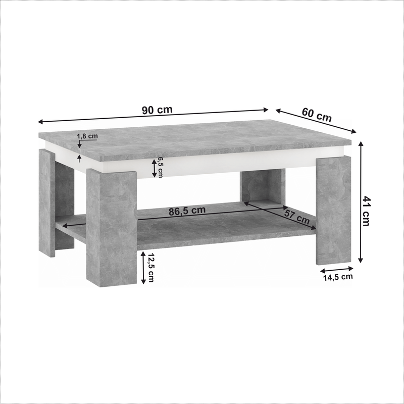 Casa si Gradina - Mobilier - Mese si birouri - Masute de cafea - Masuta de cafea, culoare beton/alba, PIANI - Infinity.ro