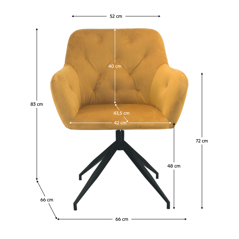 Casa si Gradina - Mobilier - Scaune si fotolii - Scaune - Scaun pivotant, tesatura de catifea mustar/ negru, VELEZA NEW - Infinity.ro